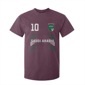 Saudi Arabia Soccer Sports Graphic Number 10 Jersey Style T Shirt For Kid Proud Saudi Football Fans Game Day Pride TS02 Maroon Print Your Wear