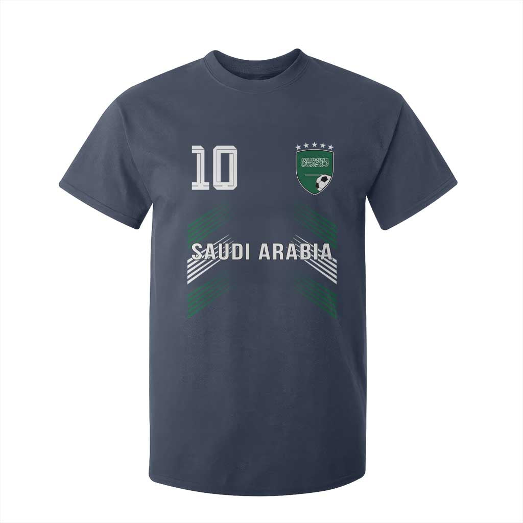 Saudi Arabia Soccer Sports Graphic Number 10 Jersey Style T Shirt For Kid Proud Saudi Football Fans Game Day Pride TS02 Navy Print Your Wear