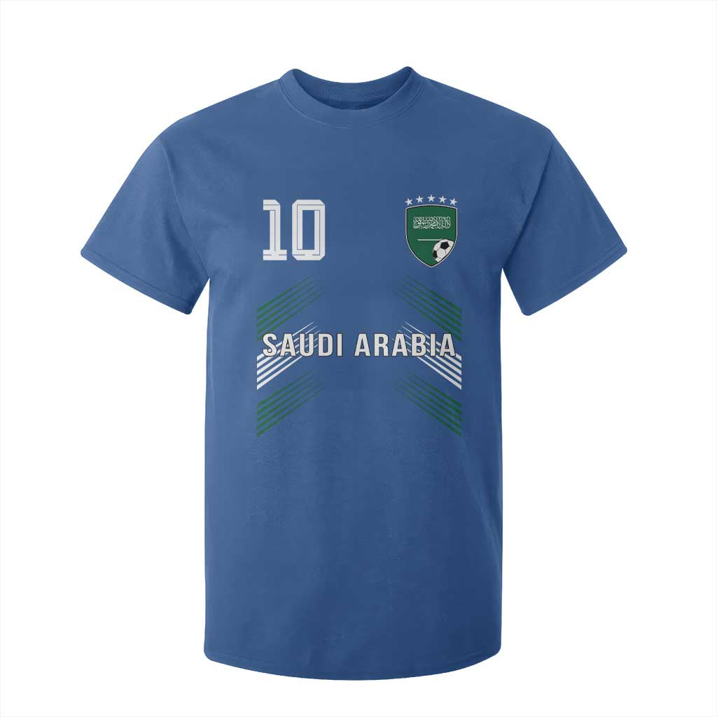 Saudi Arabia Soccer Sports Graphic Number 10 Jersey Style T Shirt For Kid Proud Saudi Football Fans Game Day Pride TS02 Royal Blue Print Your Wear