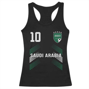 Saudi Arabia Soccer Sports Graphic Number 10 Jersey Style Racerback Tank Top Proud Saudi Football Fans Game Day Pride TS02 Black Print Your Wear