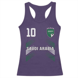 Saudi Arabia Soccer Sports Graphic Number 10 Jersey Style Racerback Tank Top Proud Saudi Football Fans Game Day Pride TS02 Purple Print Your Wear