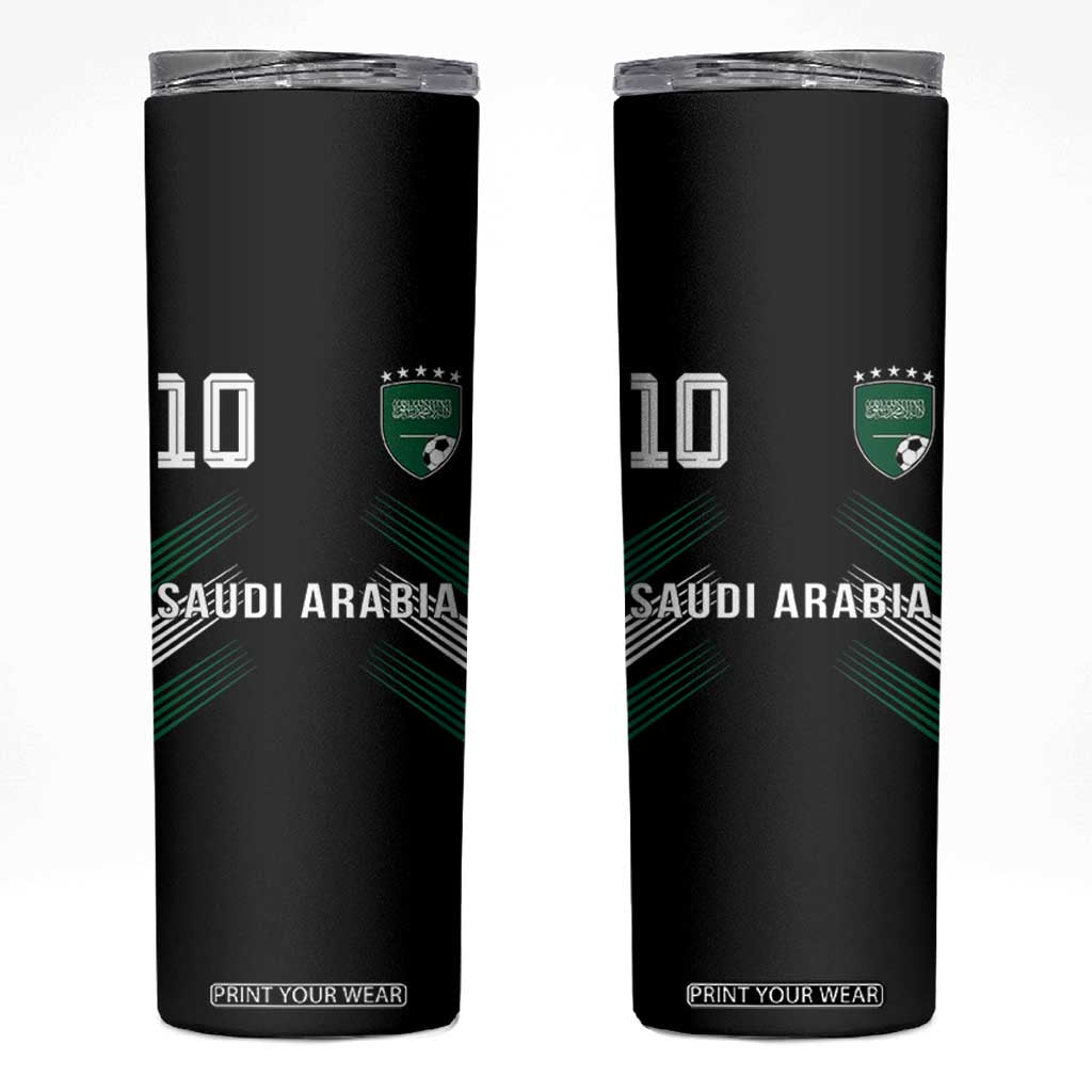 Saudi Arabia Soccer Sports Graphic Number 10 Jersey Style Skinny Tumbler Proud Saudi Football Fans Game Day Pride TS02 Black Print Your Wear