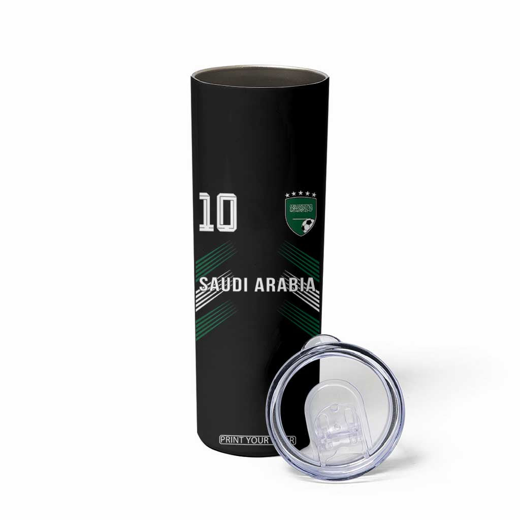 Saudi Arabia Soccer Sports Graphic Number 10 Jersey Style Skinny Tumbler Proud Saudi Football Fans Game Day Pride TS02 Print Your Wear