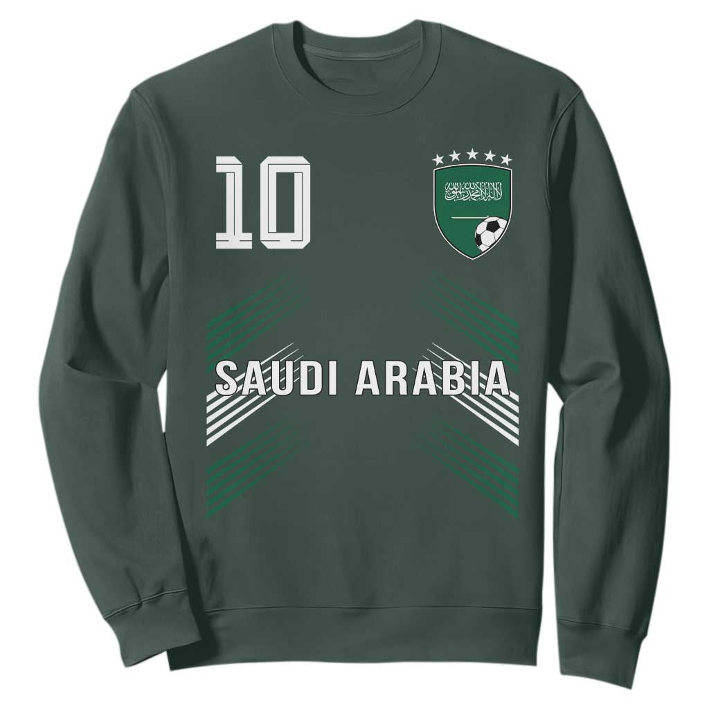 Saudi Arabia Soccer Sports Graphic Number 10 Jersey Style Sweatshirt Proud Saudi Football Fans Game Day Pride TS02 Dark Forest Green Print Your Wear