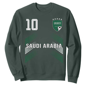 Saudi Arabia Soccer Sports Graphic Number 10 Jersey Style Sweatshirt Proud Saudi Football Fans Game Day Pride TS02 Dark Forest Green Print Your Wear