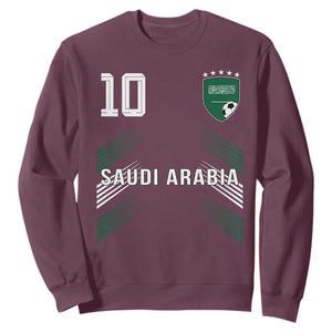 Saudi Arabia Soccer Sports Graphic Number 10 Jersey Style Sweatshirt Proud Saudi Football Fans Game Day Pride TS02 Maroon Print Your Wear