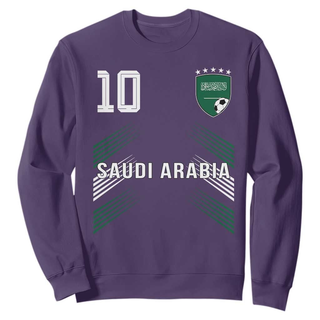 Saudi Arabia Soccer Sports Graphic Number 10 Jersey Style Sweatshirt Proud Saudi Football Fans Game Day Pride TS02 Purple Print Your Wear