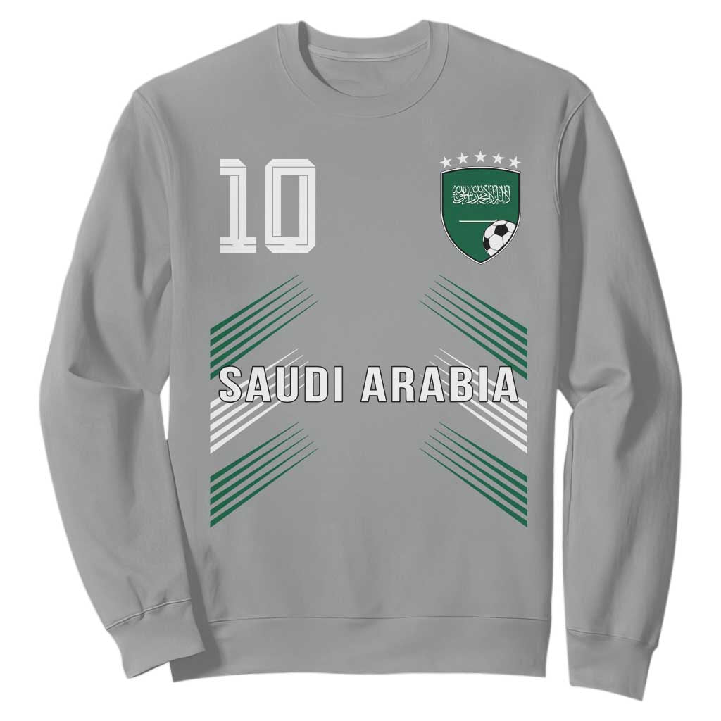 Saudi Arabia Soccer Sports Graphic Number 10 Jersey Style Sweatshirt Proud Saudi Football Fans Game Day Pride TS02 Sport Gray Print Your Wear