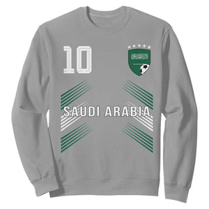 Saudi Arabia Soccer Sports Graphic Number 10 Jersey Style Sweatshirt Proud Saudi Football Fans Game Day Pride TS02 Sport Gray Print Your Wear
