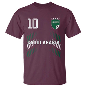 Saudi Arabia Soccer Sports Graphic Number 10 Jersey Style T Shirt Proud Saudi Football Fans Game Day Pride TS02 Maroon Print Your Wear