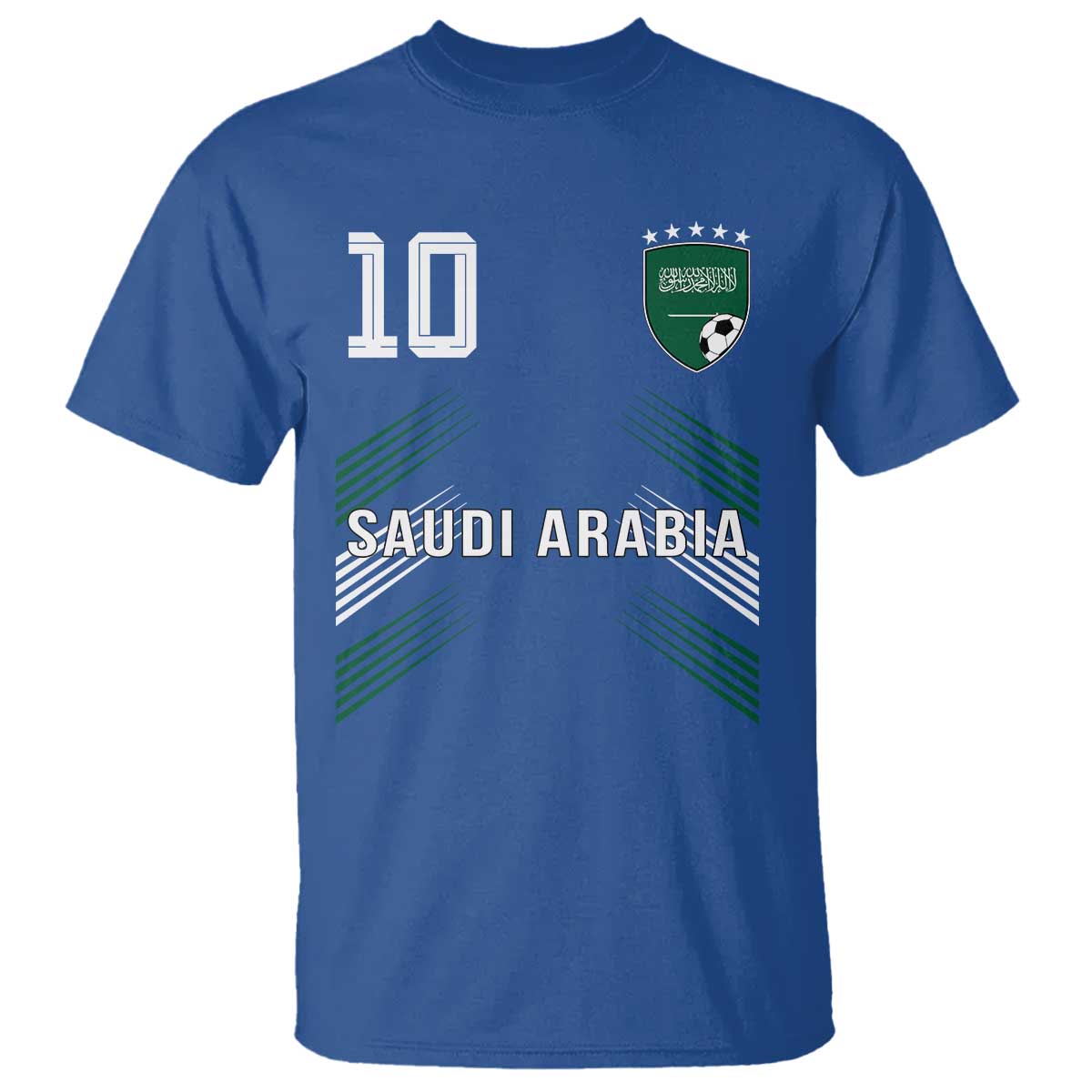 Saudi Arabia Soccer Sports Graphic Number 10 Jersey Style T Shirt Proud Saudi Football Fans Game Day Pride TS02 Royal Blue Print Your Wear