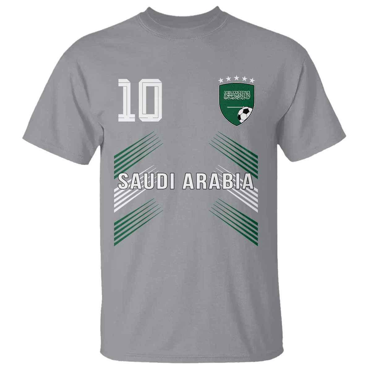 Saudi Arabia Soccer Sports Graphic Number 10 Jersey Style T Shirt Proud Saudi Football Fans Game Day Pride TS02 Sport Gray Print Your Wear