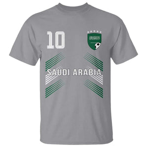Saudi Arabia Soccer Sports Graphic Number 10 Jersey Style T Shirt Proud Saudi Football Fans Game Day Pride TS02 Sport Gray Print Your Wear
