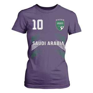 Saudi Arabia Soccer Sports Graphic Number 10 Jersey Style T Shirt For Women Proud Saudi Football Fans Game Day Pride TS02 Purple Print Your Wear