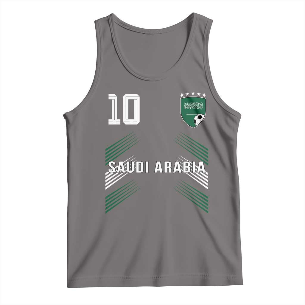 Saudi Arabia Soccer Sports Graphic Number 10 Jersey Style Tank Top Proud Saudi Football Fans Game Day Pride TS02 Deep Heather Print Your Wear