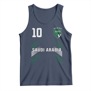 Saudi Arabia Soccer Sports Graphic Number 10 Jersey Style Tank Top Proud Saudi Football Fans Game Day Pride TS02 Navy Print Your Wear