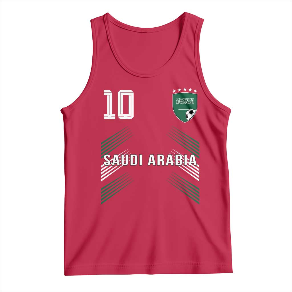 Saudi Arabia Soccer Sports Graphic Number 10 Jersey Style Tank Top Proud Saudi Football Fans Game Day Pride TS02 Red Print Your Wear