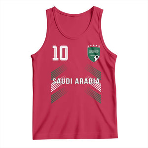 Saudi Arabia Soccer Sports Graphic Number 10 Jersey Style Tank Top Proud Saudi Football Fans Game Day Pride TS02 Red Print Your Wear