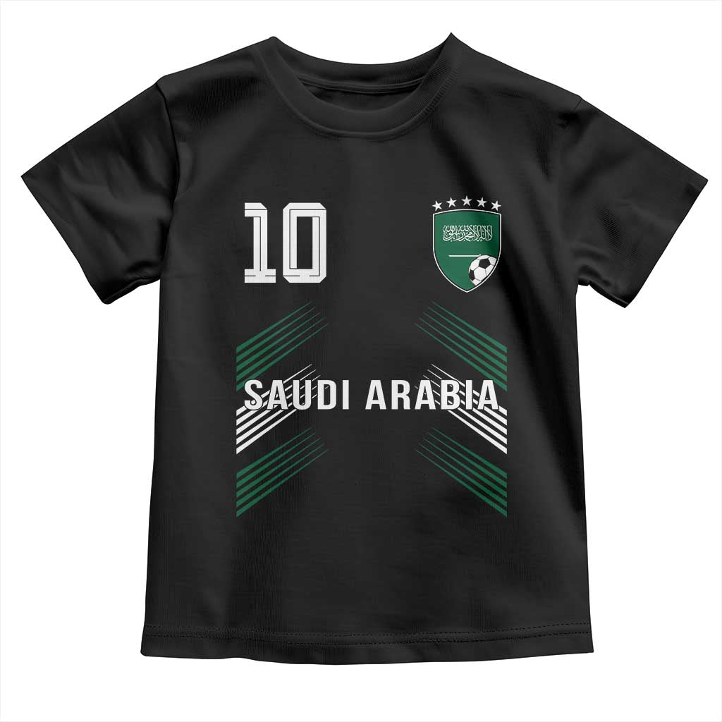 Saudi Arabia Soccer Sports Graphic Number 10 Jersey Style Toddler T Shirt Proud Saudi Football Fans Game Day Pride TS02 Black Print Your Wear