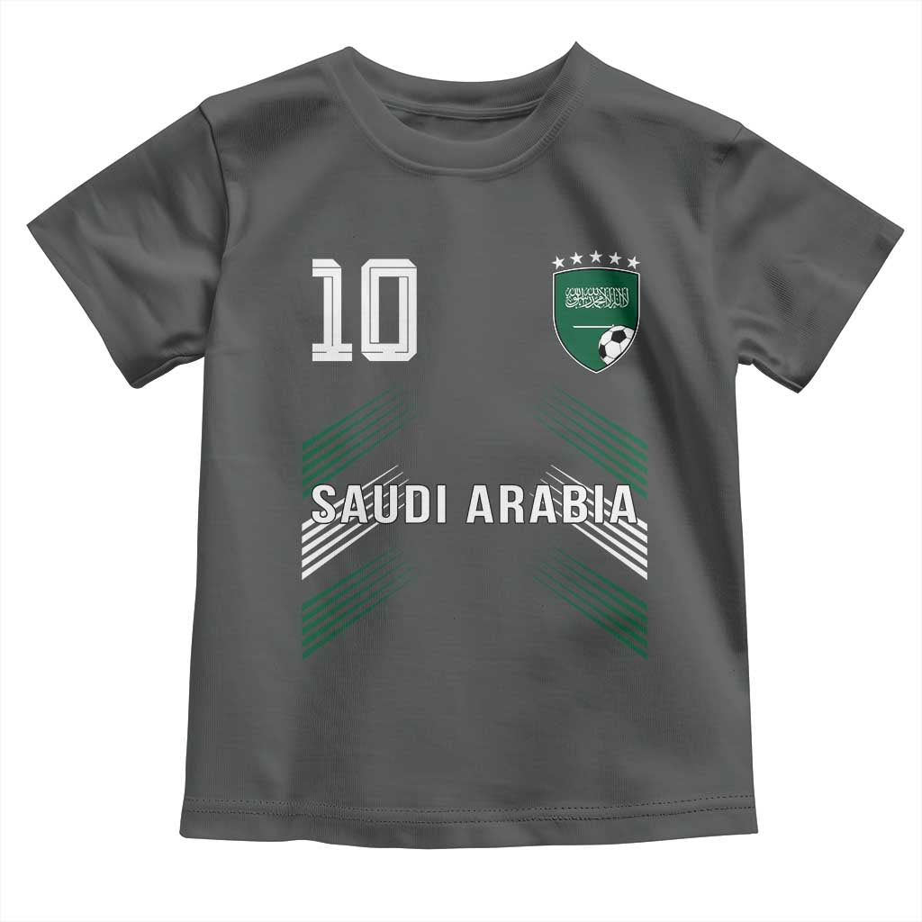 Saudi Arabia Soccer Sports Graphic Number 10 Jersey Style Toddler T Shirt Proud Saudi Football Fans Game Day Pride TS02 Dark Heather Print Your Wear