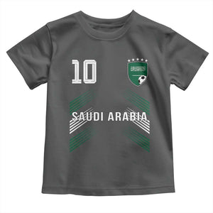 Saudi Arabia Soccer Sports Graphic Number 10 Jersey Style Toddler T Shirt Proud Saudi Football Fans Game Day Pride TS02 Dark Heather Print Your Wear