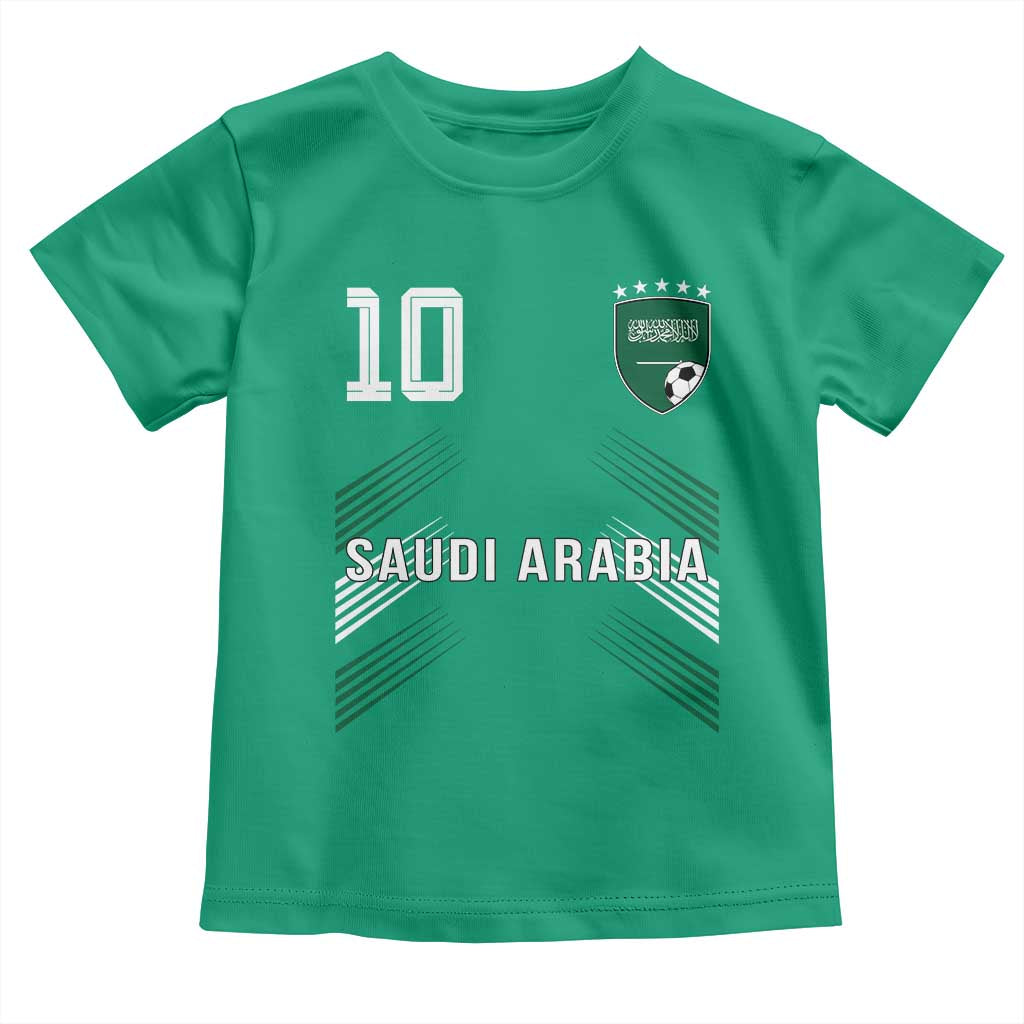 Saudi Arabia Soccer Sports Graphic Number 10 Jersey Style Toddler T Shirt Proud Saudi Football Fans Game Day Pride TS02 Irish Green Print Your Wear