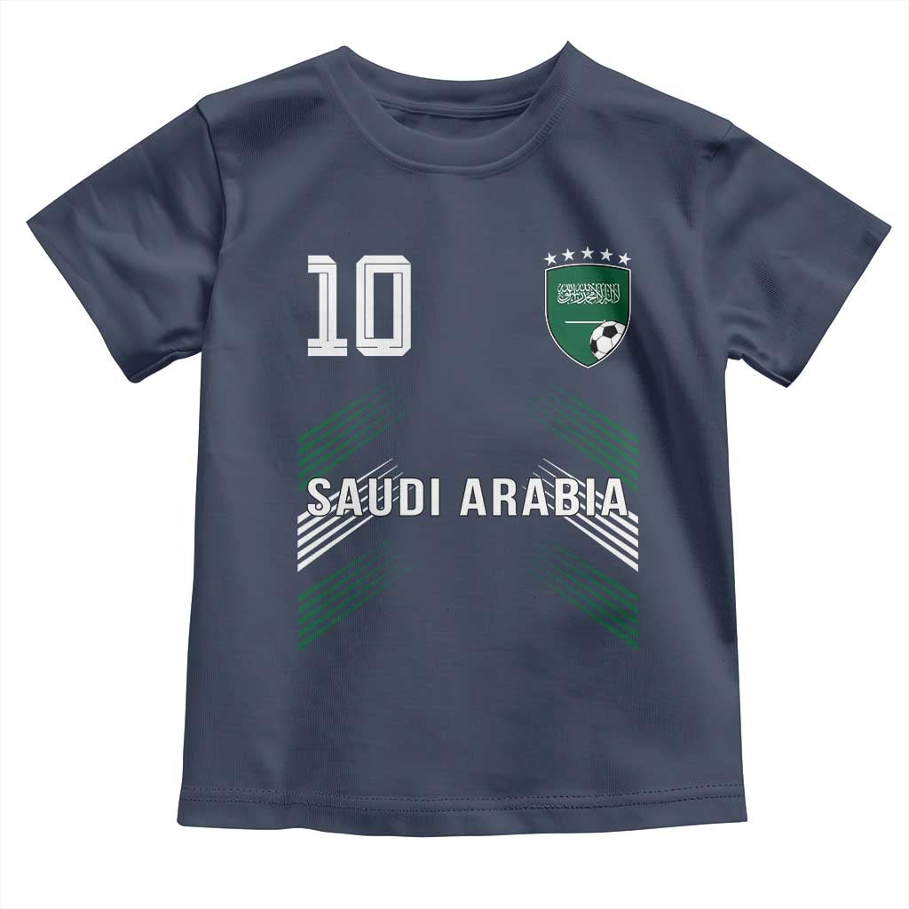Saudi Arabia Soccer Sports Graphic Number 10 Jersey Style Toddler T Shirt Proud Saudi Football Fans Game Day Pride TS02 Navy Print Your Wear
