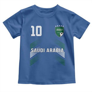 Saudi Arabia Soccer Sports Graphic Number 10 Jersey Style Toddler T Shirt Proud Saudi Football Fans Game Day Pride TS02 Royal Blue Print Your Wear