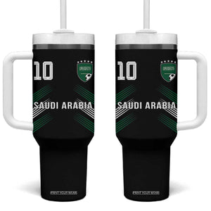 Saudi Arabia Soccer Sports Graphic Number 10 Jersey Style Tumbler With Handle Proud Saudi Football Fans Game Day Pride TS02 One Size: 40 oz Black Print Your Wear
