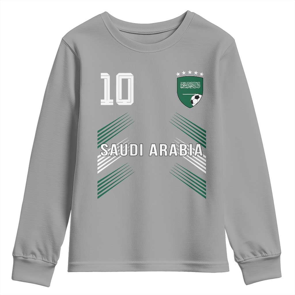 Saudi Arabia Soccer Sports Graphic Number 10 Jersey Style Youth Sweatshirt Proud Saudi Football Fans Game Day Pride TS02 Sport Gray Print Your Wear