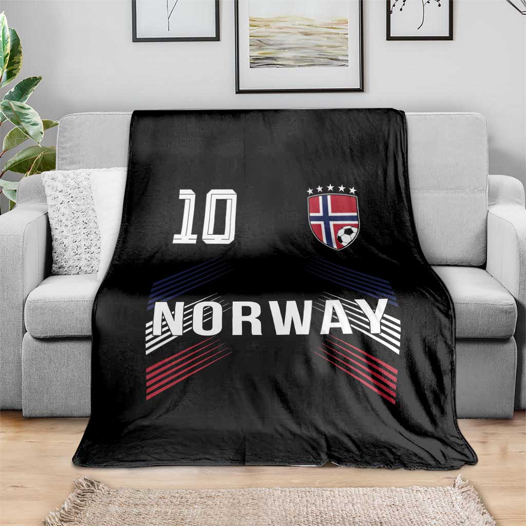 Norway Soccer Sports Graphic Number 10 Jersey Style Throw Blanket Proud Norwegian Football Fans Game Day Pride TS02 Print Your Wear