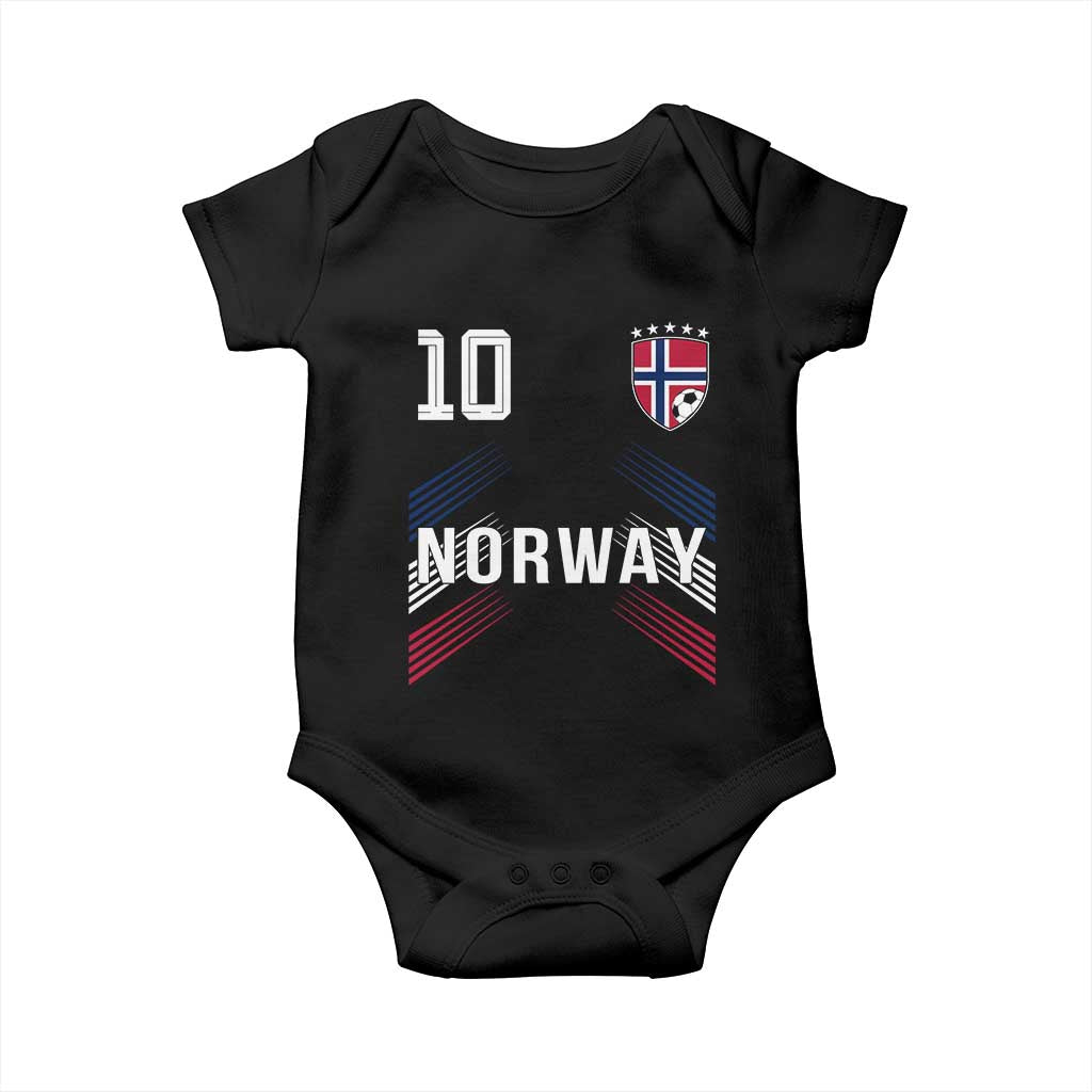 Norway Soccer Sports Graphic Number 10 Jersey Style Baby Onesie Proud Norwegian Football Fans Game Day Pride TS02 Black Print Your Wear