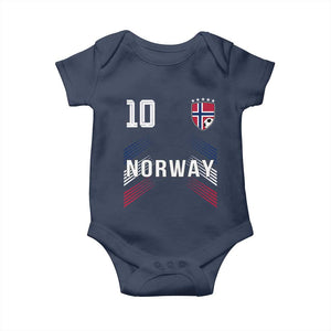 Norway Soccer Sports Graphic Number 10 Jersey Style Baby Onesie Proud Norwegian Football Fans Game Day Pride TS02 Navy Print Your Wear