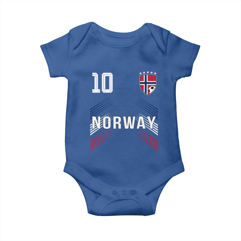 Norway Soccer Sports Graphic Number 10 Jersey Style Baby Onesie Proud Norwegian Football Fans Game Day Pride TS02 Royal Blue Print Your Wear