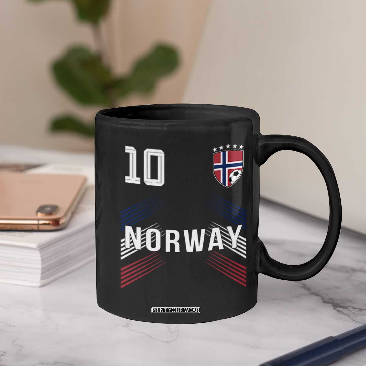 Norway Soccer Sports Graphic Number 10 Jersey Style Coffee Mug Proud Norwegian Football Fans Game Day Pride TS02 Print Your Wear