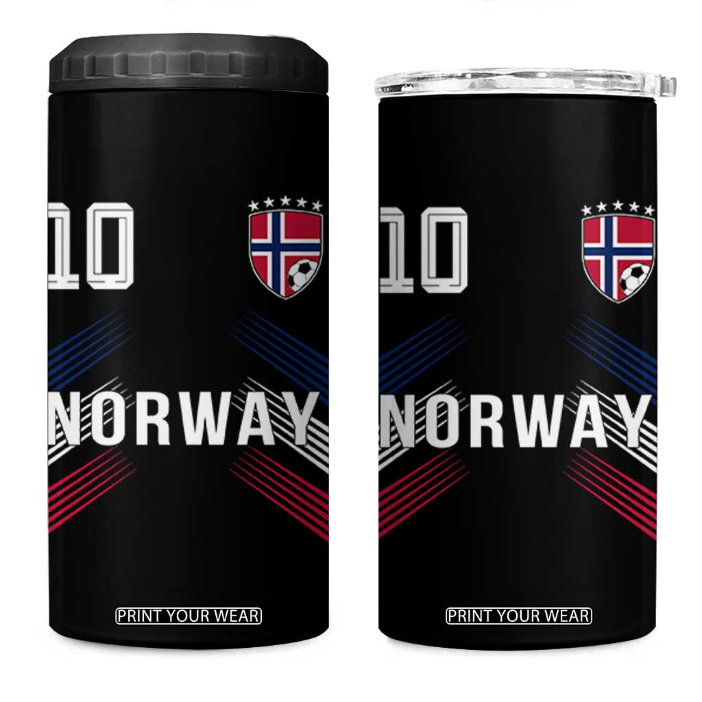 Norway Soccer Sports Graphic Number 10 Jersey Style 4 in 1 Can Cooler Tumbler Proud Norwegian Football Fans Game Day Pride TS02 One Size: 16 oz Black Print Your Wear