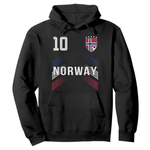 Norway Soccer Sports Graphic Number 10 Jersey Style Hoodie Proud Norwegian Football Fans Game Day Pride TS02 Black Print Your Wear