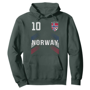 Norway Soccer Sports Graphic Number 10 Jersey Style Hoodie Proud Norwegian Football Fans Game Day Pride TS02 Dark Forest Green Print Your Wear