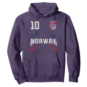 Norway Soccer Sports Graphic Number 10 Jersey Style Hoodie Proud Norwegian Football Fans Game Day Pride TS02 Purple Print Your Wear