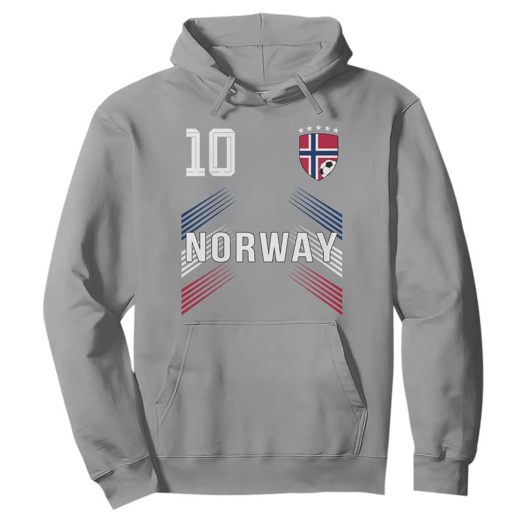 Norway Soccer Sports Graphic Number 10 Jersey Style Hoodie Proud Norwegian Football Fans Game Day Pride TS02 Sport Gray Print Your Wear
