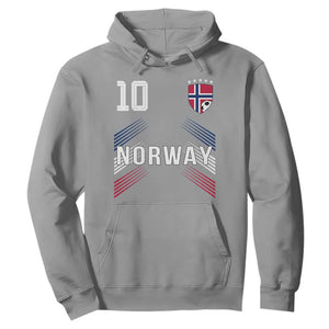 Norway Soccer Sports Graphic Number 10 Jersey Style Hoodie Proud Norwegian Football Fans Game Day Pride TS02 Sport Gray Print Your Wear