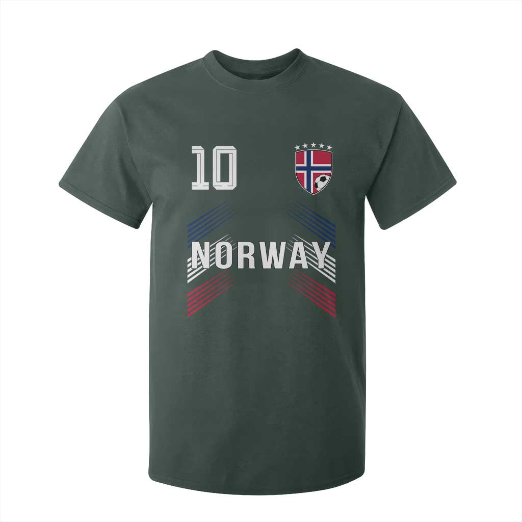 Norway Soccer Sports Graphic Number 10 Jersey Style T Shirt For Kid Proud Norwegian Football Fans Game Day Pride TS02 Dark Forest Green Print Your Wear