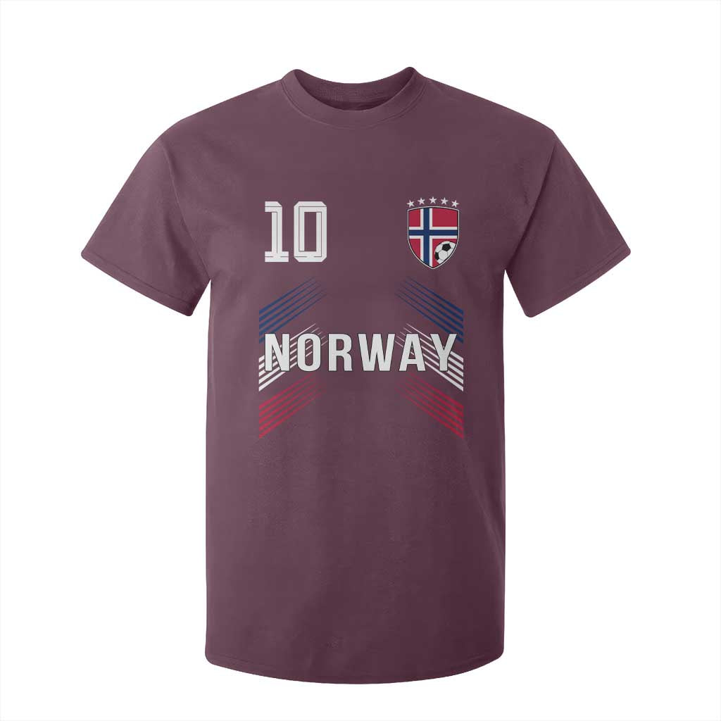 Norway Soccer Sports Graphic Number 10 Jersey Style T Shirt For Kid Proud Norwegian Football Fans Game Day Pride TS02 Maroon Print Your Wear