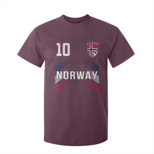 Norway Soccer Sports Graphic Number 10 Jersey Style T Shirt For Kid Proud Norwegian Football Fans Game Day Pride TS02 Maroon Print Your Wear
