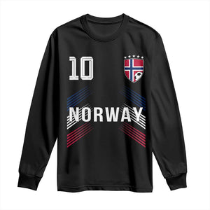 Norway Soccer Sports Graphic Number 10 Jersey Style Long Sleeve Shirt Proud Norwegian Football Fans Game Day Pride TS02 Black Print Your Wear