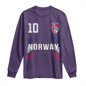 Norway Soccer Sports Graphic Number 10 Jersey Style Long Sleeve Shirt Proud Norwegian Football Fans Game Day Pride TS02 Purple Print Your Wear