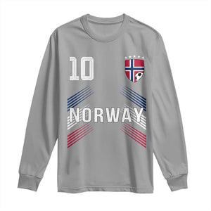 Norway Soccer Sports Graphic Number 10 Jersey Style Long Sleeve Shirt Proud Norwegian Football Fans Game Day Pride TS02 Sport Gray Print Your Wear