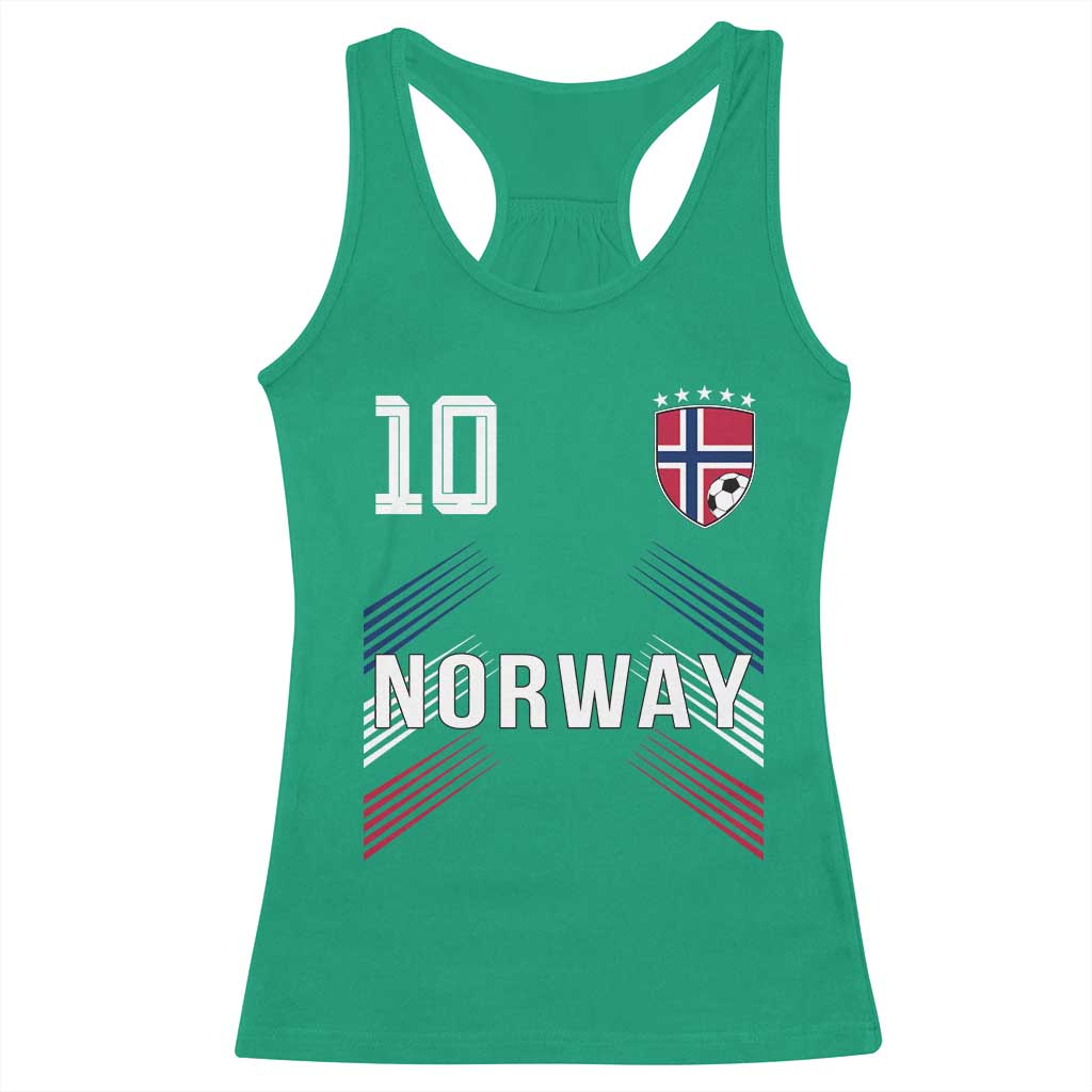 Norway Soccer Sports Graphic Number 10 Jersey Style Racerback Tank Top Proud Norwegian Football Fans Game Day Pride TS02 Irish Green Print Your Wear