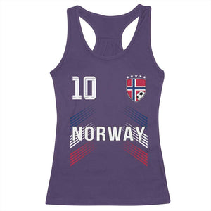 Norway Soccer Sports Graphic Number 10 Jersey Style Racerback Tank Top Proud Norwegian Football Fans Game Day Pride TS02 Purple Print Your Wear