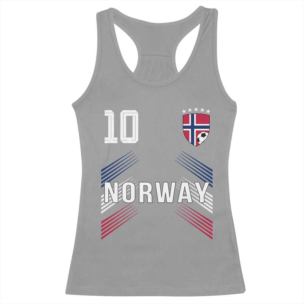 Norway Soccer Sports Graphic Number 10 Jersey Style Racerback Tank Top Proud Norwegian Football Fans Game Day Pride TS02 Sport Gray Print Your Wear